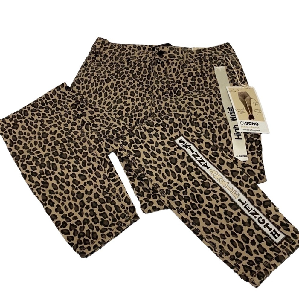 𝅺nwt CI SONO leopard Jeans Sz 7 skinny